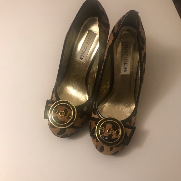 Steve Madden TREA-P Leopard Print Stacked Heel Wedge. Sz 6 - Picture 1 of 5